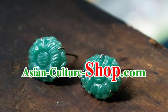 China Handmade Jade Ear Accessories National Earrings Traditional Ear Stud Jewelry