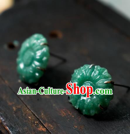 China Handmade Jade Ear Accessories National Earrings Traditional Ear Stud Jewelry