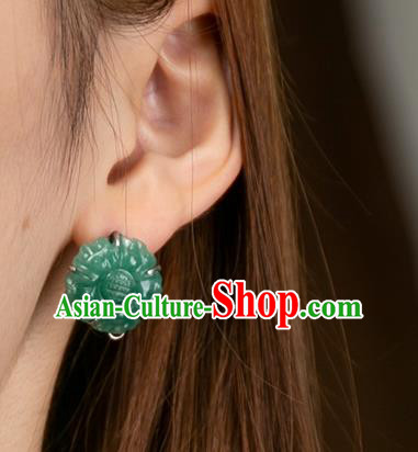 China Handmade Jade Ear Accessories National Earrings Traditional Ear Stud Jewelry