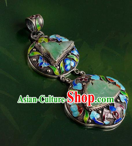 China Traditional National Jade Jewelry Accessories Handmade Cloisonne Bat Necklace Pendant