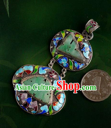 China Traditional National Jade Jewelry Accessories Handmade Cloisonne Bat Necklace Pendant