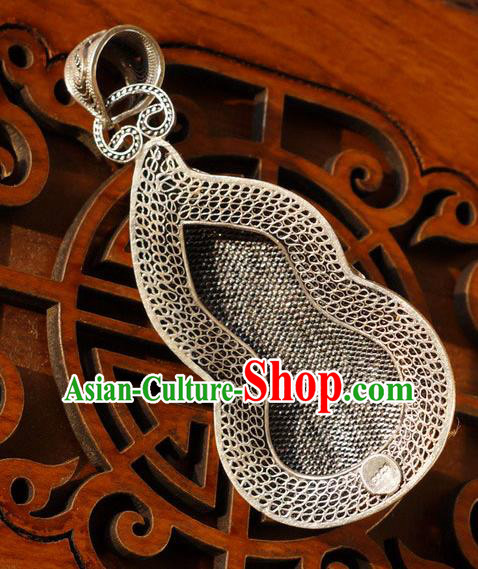 China Traditional National Silver Jewelry Accessories Handmade Jade Gourd Necklace Pendant