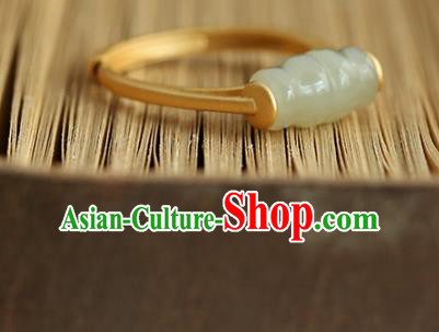 China Handmade Jade Bead Ring Traditional Jewelry Accessories Golden Circlet