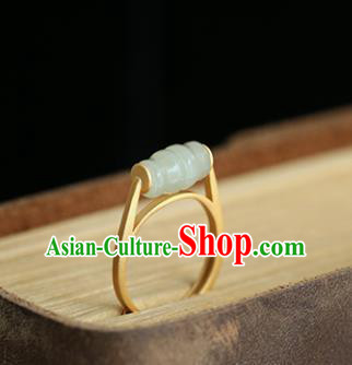 China Handmade Jade Bead Ring Traditional Jewelry Accessories Golden Circlet