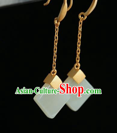 Handmade Chinese Jade Ear Accessories Traditional Cheongsam Earrings Jewelry