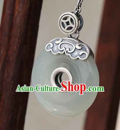 China Handmade Jade Necklace Pendant Classical Silver Accessories Traditional National Necklet Jewelry