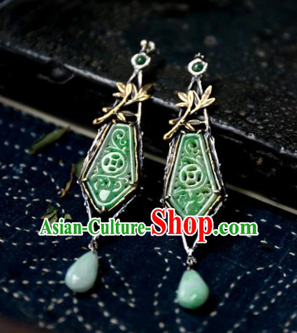 China Handmade Jade Ear Accessories Traditional Cheongsam Earrings National Jewelry