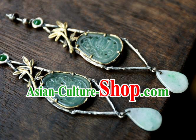 China National Jade Jewelry Traditional Cheongsam Earrings Handmade Ear Accessories