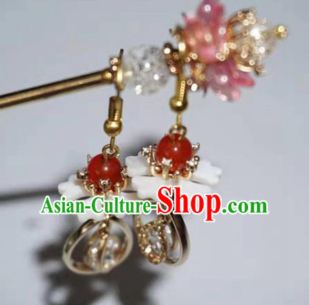 China Cheongsam Classical Earrings Traditional Ming Dynasty Jewelry Ornaments Handmade Ancient Princess Ear Accessories