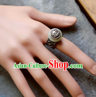 China National Jade Ring Traditional Handmade Silver Jewelry Accessories