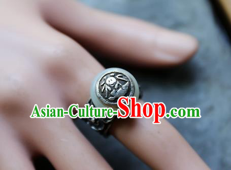 China National Jade Ring Traditional Handmade Silver Jewelry Accessories