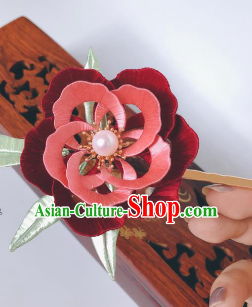 China Ancient Empress Hairpin Traditional Hanfu Hair Stick Song Dynasty Silk Peony Hair Accessories