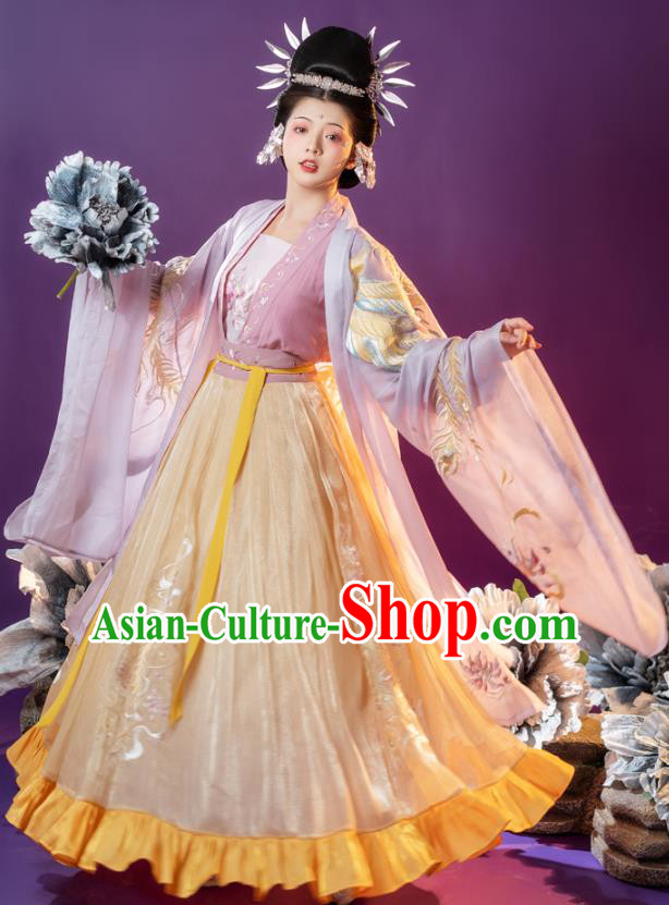 Traditional China Song Dynasty Imperial Concubine Clothing Ancient Palace Woman Embroidered Hanfu Dress Apparels