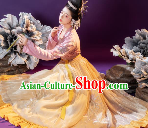 Traditional China Song Dynasty Imperial Concubine Clothing Ancient Palace Woman Embroidered Hanfu Dress Apparels
