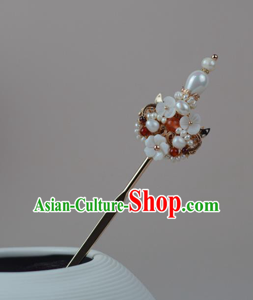 China Classical Cheongsam Pearls Hair Stick Traditional Hair Accessories Ming Dynasty Hairpin