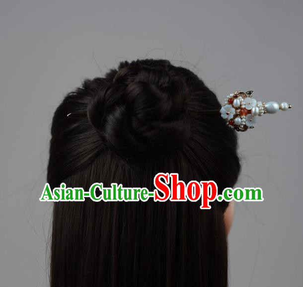 China Classical Cheongsam Pearls Hair Stick Traditional Hair Accessories Ming Dynasty Hairpin