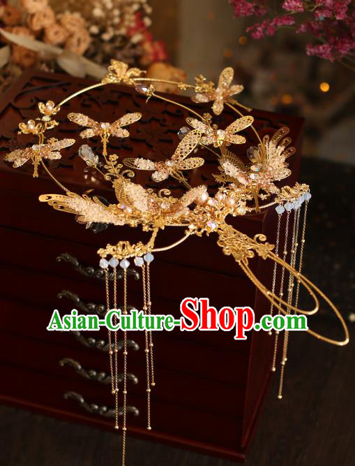 Chinese Traditional Wedding Accessories Handmade Bride Golden Round Fan