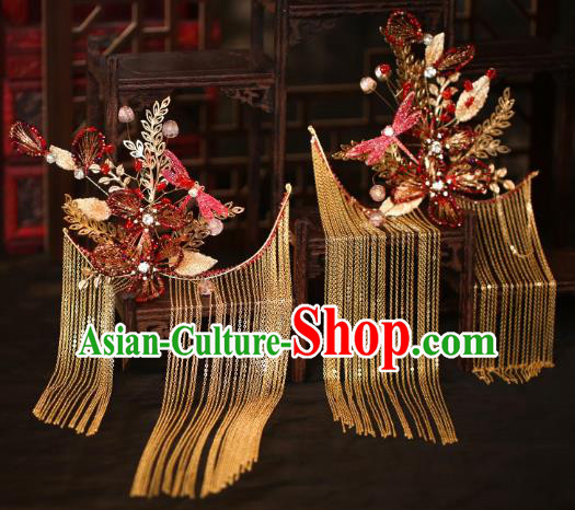 China Traditional Wedding Tassel Hairpins Bride Hair Accessories Hair Sticks