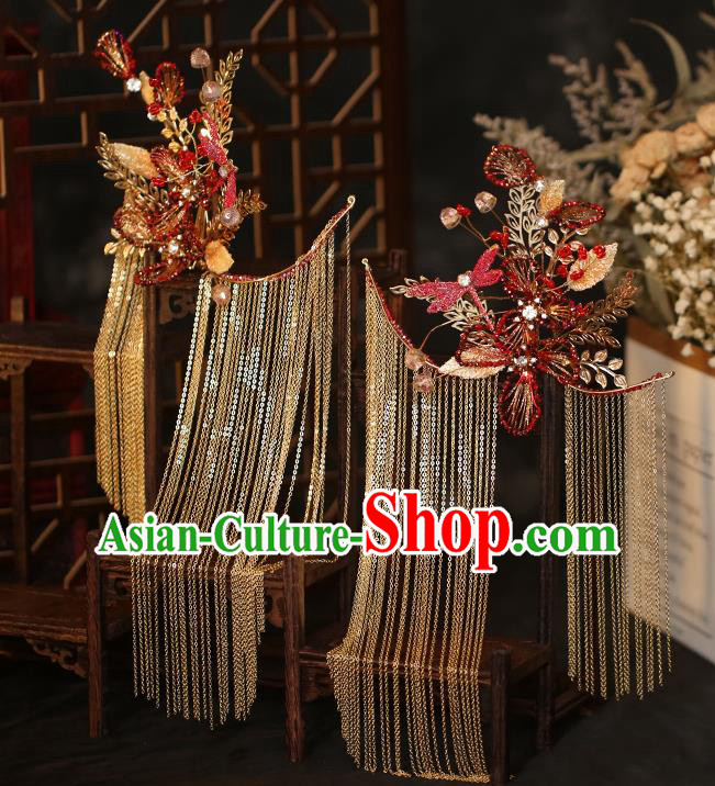 China Traditional Wedding Tassel Hairpins Bride Hair Accessories Hair Sticks