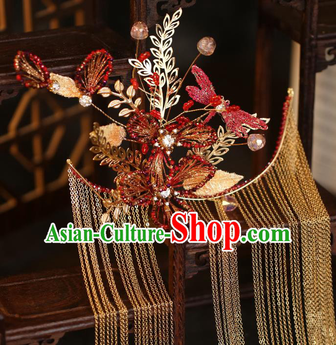 China Traditional Wedding Tassel Hairpins Bride Hair Accessories Hair Sticks