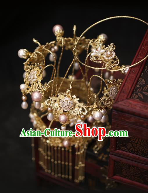 China Golden Tassel Portable Lantern Traditional Wedding Prop Bride Accessories
