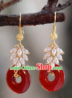 Top Grade Ancient Bride Agate Earrings China Traditional Hanfu Accessories Crystal Ear Jewelry