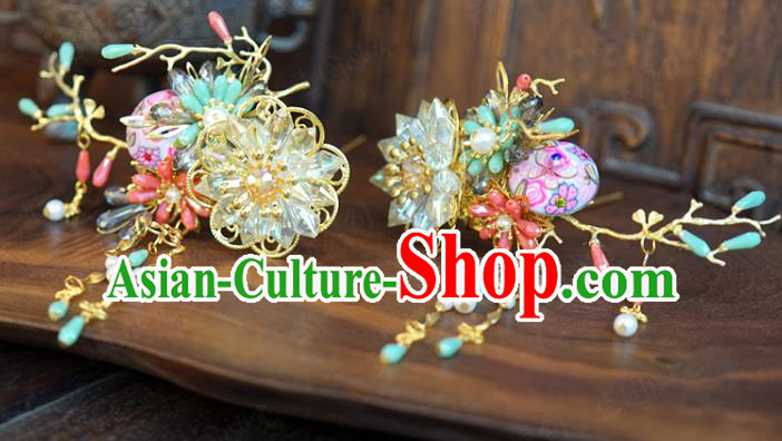 China Wedding Jewelry Adornment Traditional Xiuhe Suit Hair Accessories Ancient Bride Hairpins