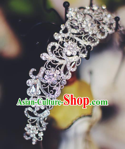 European Wedding Bride Hair Accessories Baroque Princess Retro Royal Crown Crystal Hair Clasp