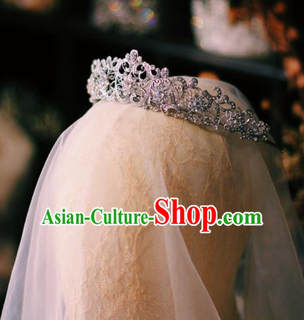 European Wedding Bride Hair Accessories Baroque Princess Retro Royal Crown Crystal Hair Clasp