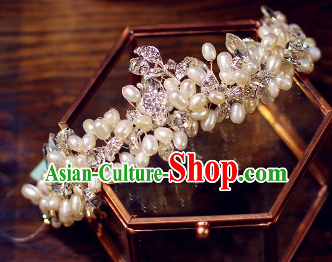 Baroque Retro Royal Crown European Wedding Bride Hair Accessories Princess Pearls Hair Clasp