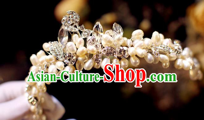 Baroque Retro Royal Crown European Wedding Bride Hair Accessories Princess Pearls Hair Clasp