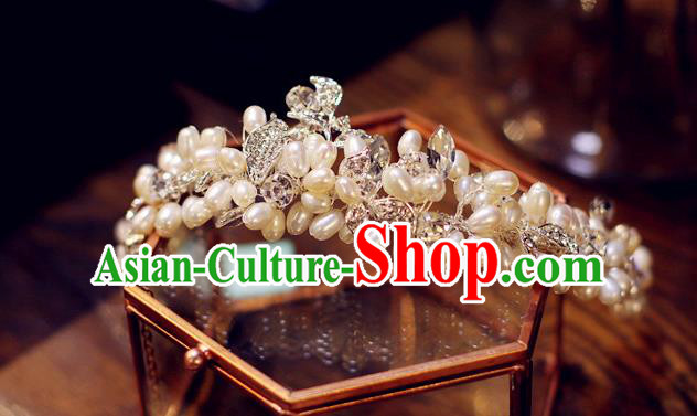 Baroque Retro Royal Crown European Wedding Bride Hair Accessories Princess Pearls Hair Clasp