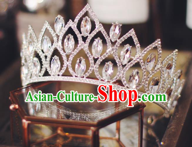 European Princess Birthday Hair Clasp Handmade Wedding Bride Hair Accessories Baroque Retro Crystal Royal Crown