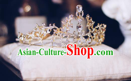 Handmade Baroque Bride Headwear European Wedding Golden Royal Crown Court Retro Hair Accessories