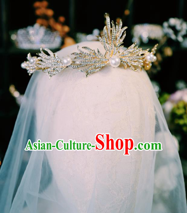 Handmade Court Retro Hair Accessories Baroque Bride Headwear European Wedding Golden Royal Crown
