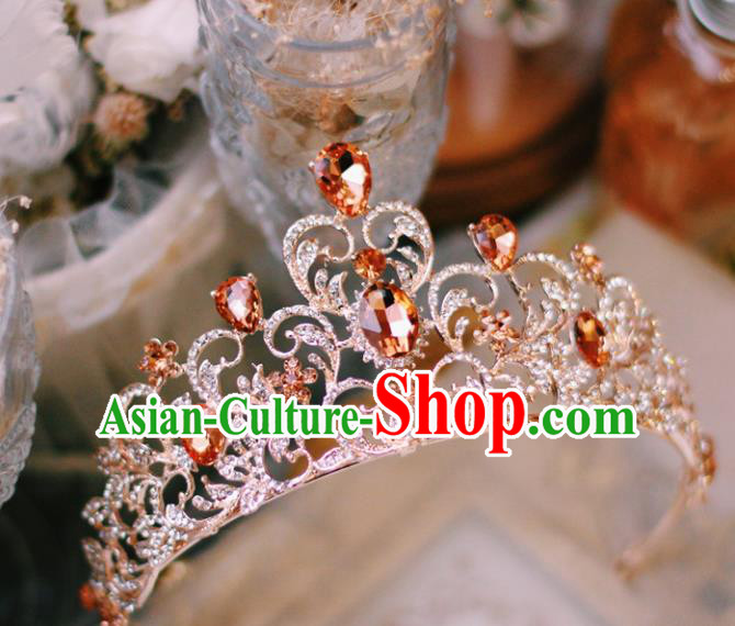 European Princess Birthday Hair Clasp Handmade Baroque Bride Royal Crown Wedding Hair Accessories