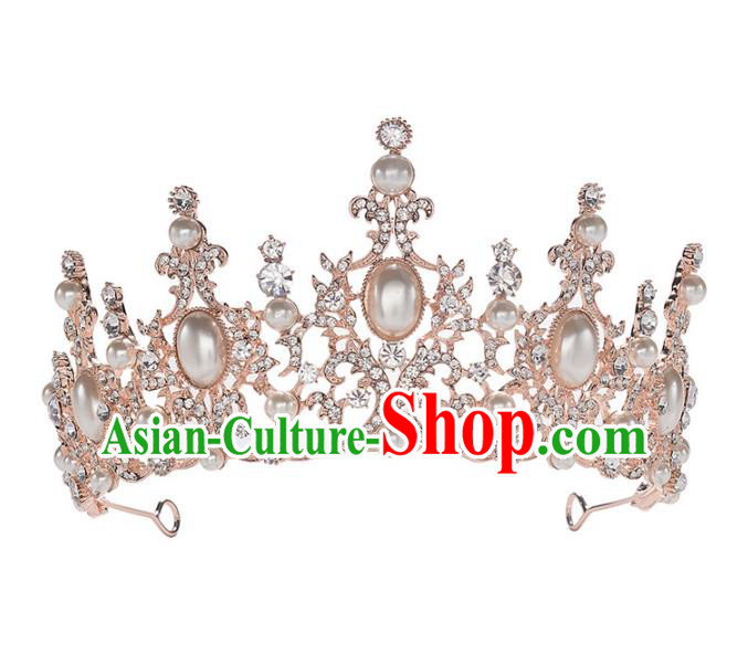 European Court Princess Hair Clasp Wedding Crystal Hair Accessories Handmade Baroque Bride Royal Crown