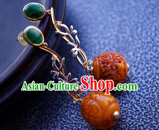 Top Grade Chinese Handmade Beeswax Ear Jewelry Accessories Traditional Classical Earrings