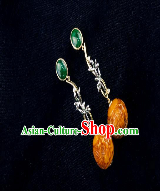 Top Grade Chinese Traditional Classical Argent Orchid Earrings Handmade Beeswax Ear Jewelry Accessories