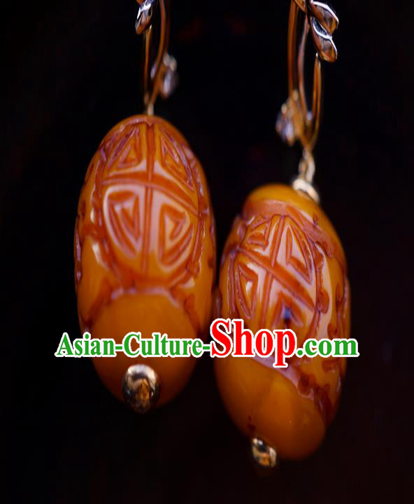 Top Grade Chinese Traditional Classical Argent Orchid Earrings Handmade Beeswax Ear Jewelry Accessories