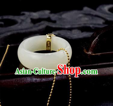 Chinese Traditional White Jade Ring Ancient Wedding Gems Jewelry Accessories