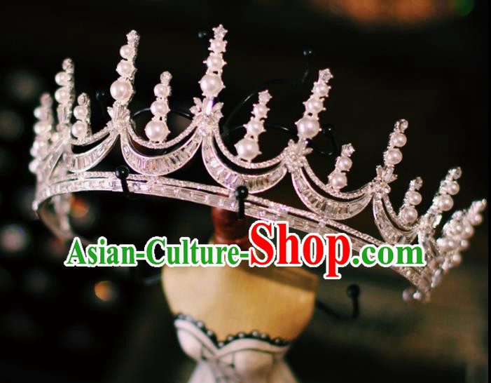 Baroque Bride Crystal Royal Crown Handmade Wedding Jewelry Accessories European Princess Birthday Headwear
