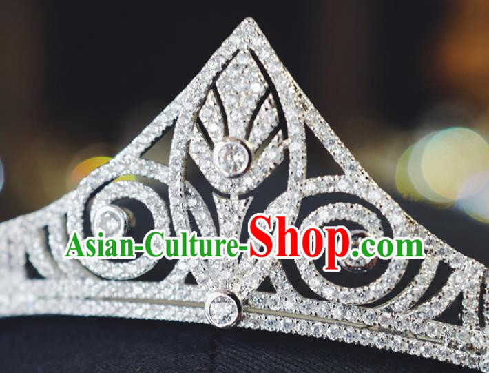 European Princess Birthday Zircon Headwear Baroque Bride Crystal Royal Crown Handmade Wedding Jewelry Accessories