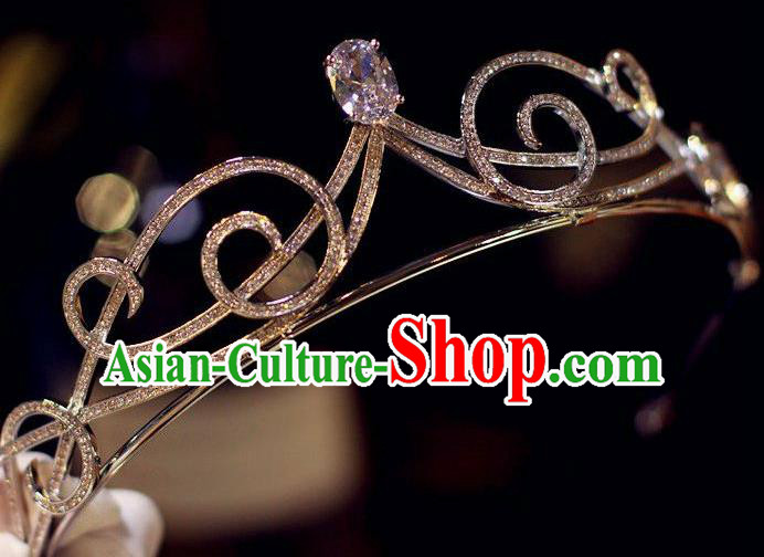 European Princess Golden Headwear Handmade Wedding Crystal Jewelry Accessories Baroque Bride Zircon Royal Crown