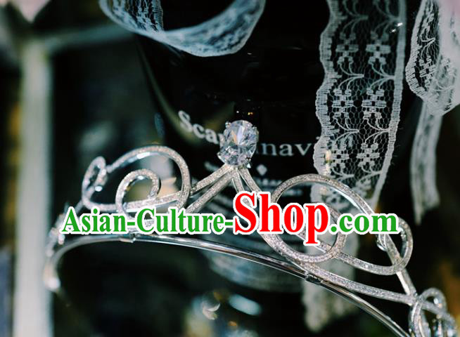 Handmade Wedding Crystal Jewelry Accessories Baroque Bride Zircon Royal Crown European Princess Argent Hair Clasp