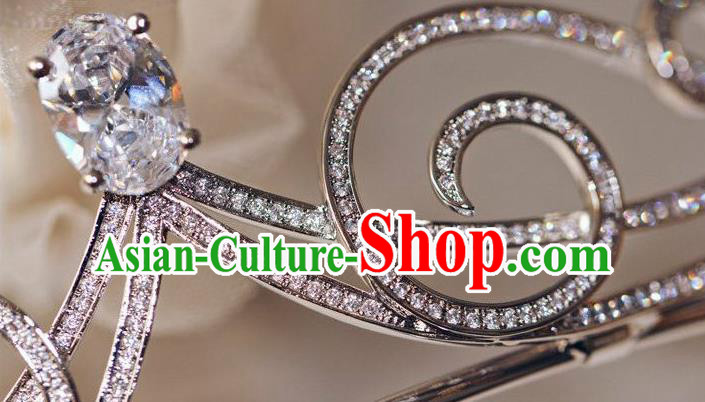 Handmade Wedding Crystal Jewelry Accessories Baroque Bride Zircon Royal Crown European Princess Argent Hair Clasp