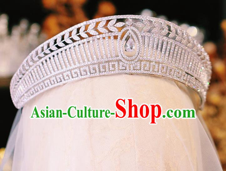 Handmade Baroque Bride Wedding Luxury Zircon Royal Crown European Crystal Jewelry Accessories Princess Headwear