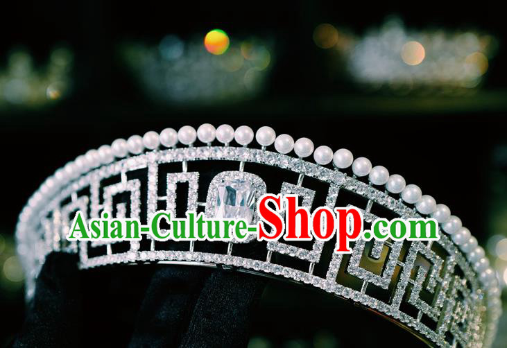 Handmade Baroque Queen Wedding Luxury Zircon Royal Crown European Princess Headwear Jewelry Accessories