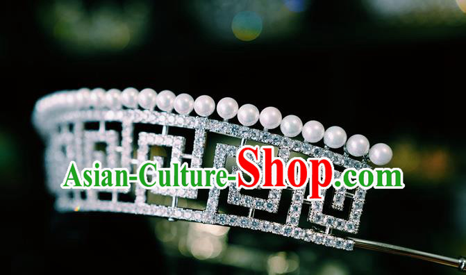 Handmade Baroque Queen Wedding Luxury Zircon Royal Crown European Princess Headwear Jewelry Accessories