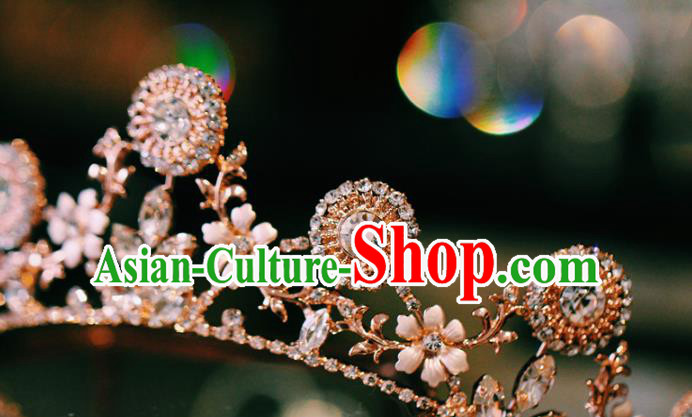 Handmade Baroque Zircon Hair Clasp European Princess Headwear Jewelry Accessories Wedding Luxury Golden Royal Crown
